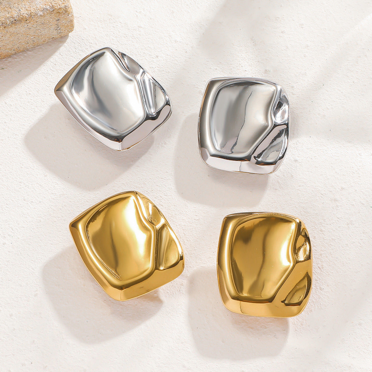 Malt stainless steel titanium steel geometric ear clips premium sense niche ins earrings earrings hot-selling earrings