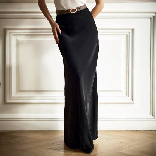 Fishtail skirt European and American spring satin satin satin long high-waisted hip-wrapped floor-mopping fishtail skirt  dress