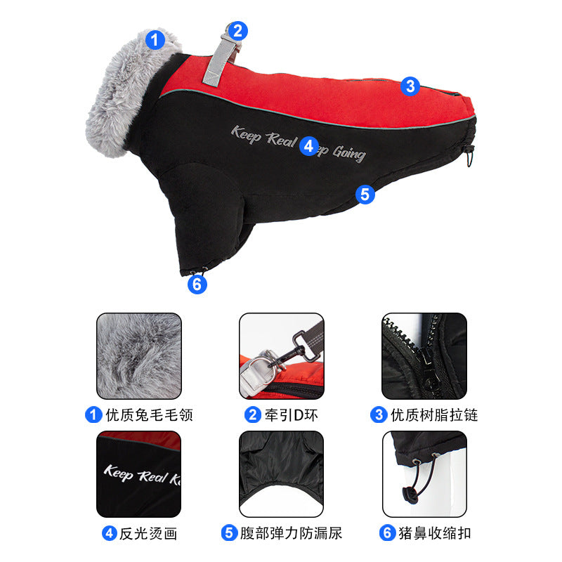 New pet clothes piled and thickened windproof and waterproof dog clothes reflective medium and large dog cotton-padded clothes wholesale  dog toy