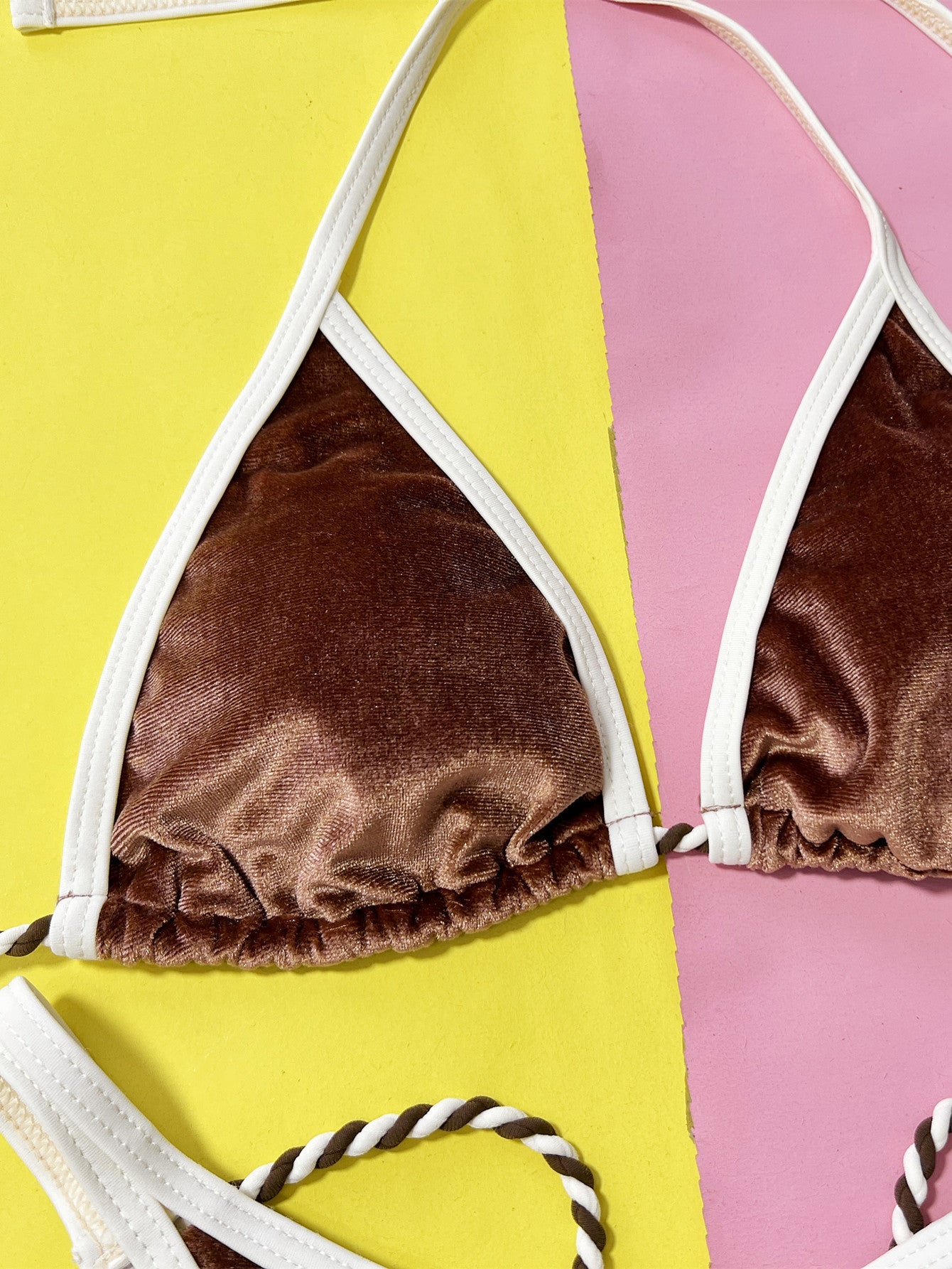European and American foreign single bikini solid color sexy women's split swimsuit triangle bag swimsuit
