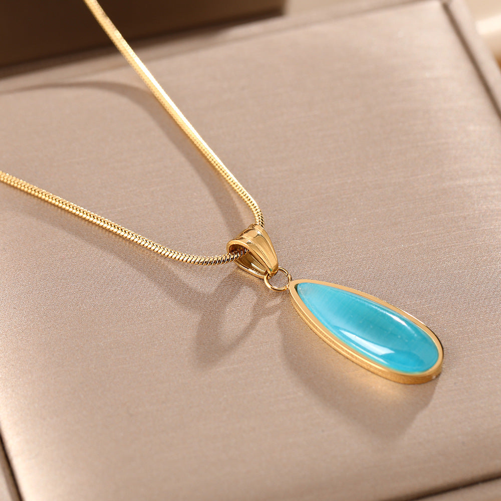 Hot-selling new titanium steel necklace women's retro ocean heart pendant ins wind personalized collarbone chain jewelry does not fade