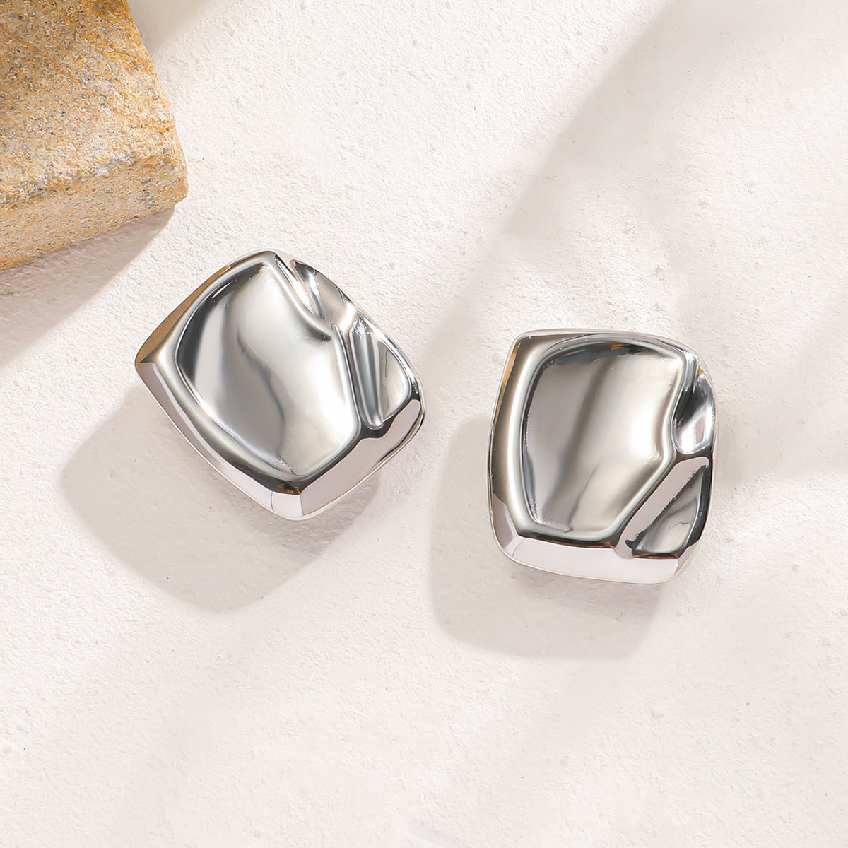 Malt stainless steel titanium steel geometric ear clips premium sense niche ins earrings earrings hot-selling earrings