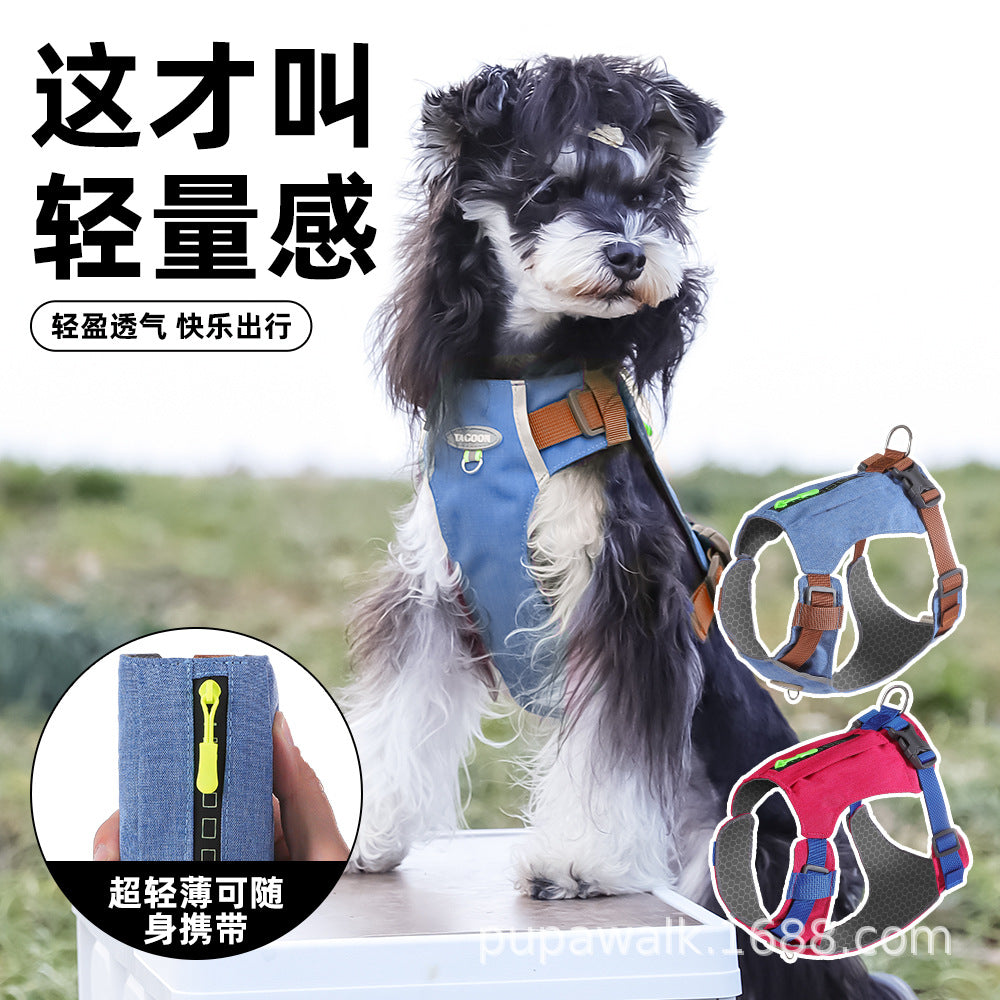 Upgrade lightweight dog chest back vest type durable dog chest back breathable convenient outdoor pet leash spot dog toy