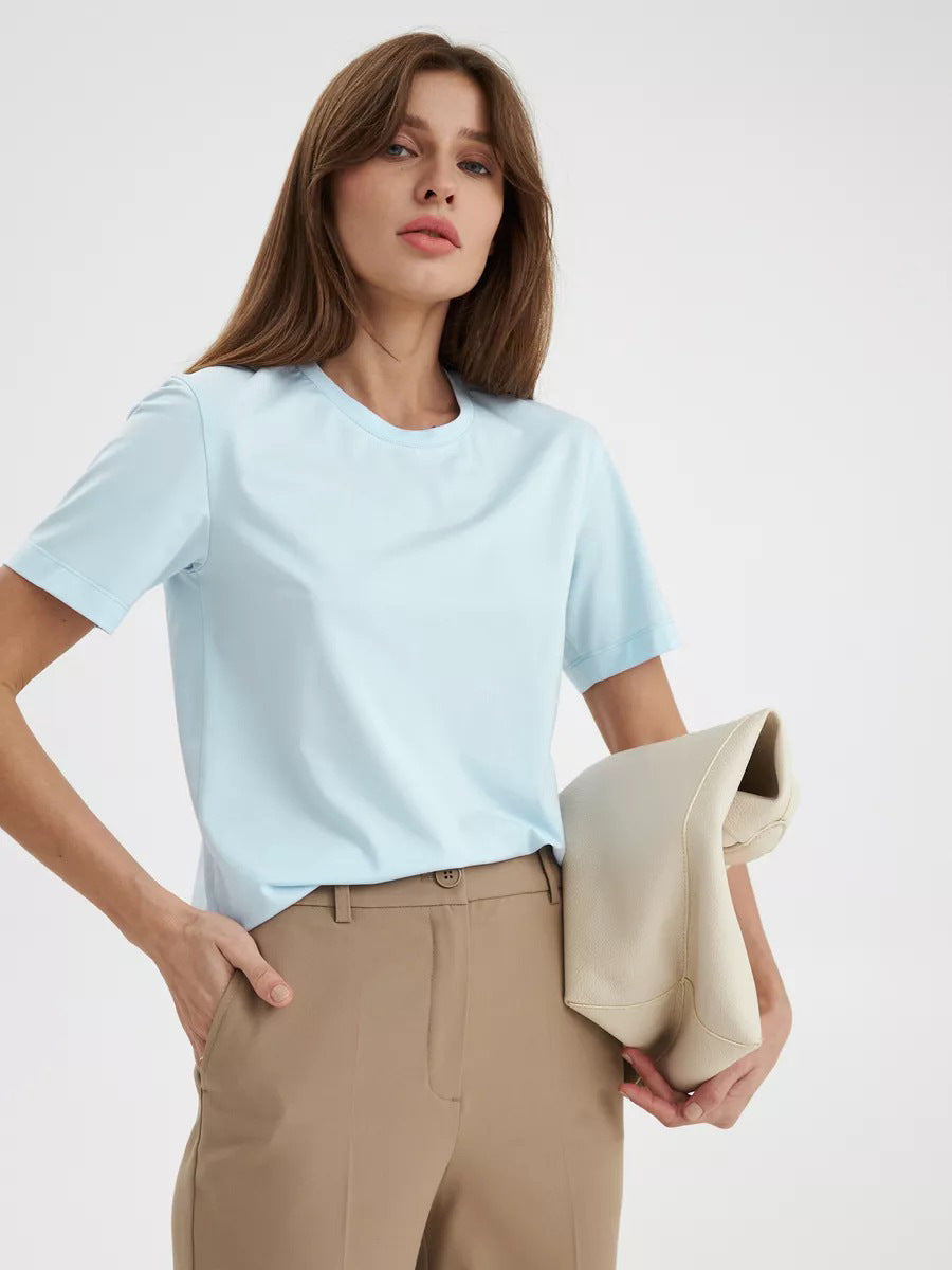 Short-sleeved T-shirt European and American summer new women's fashion casual home commuting versatile round neck short-sleeved T-shirt