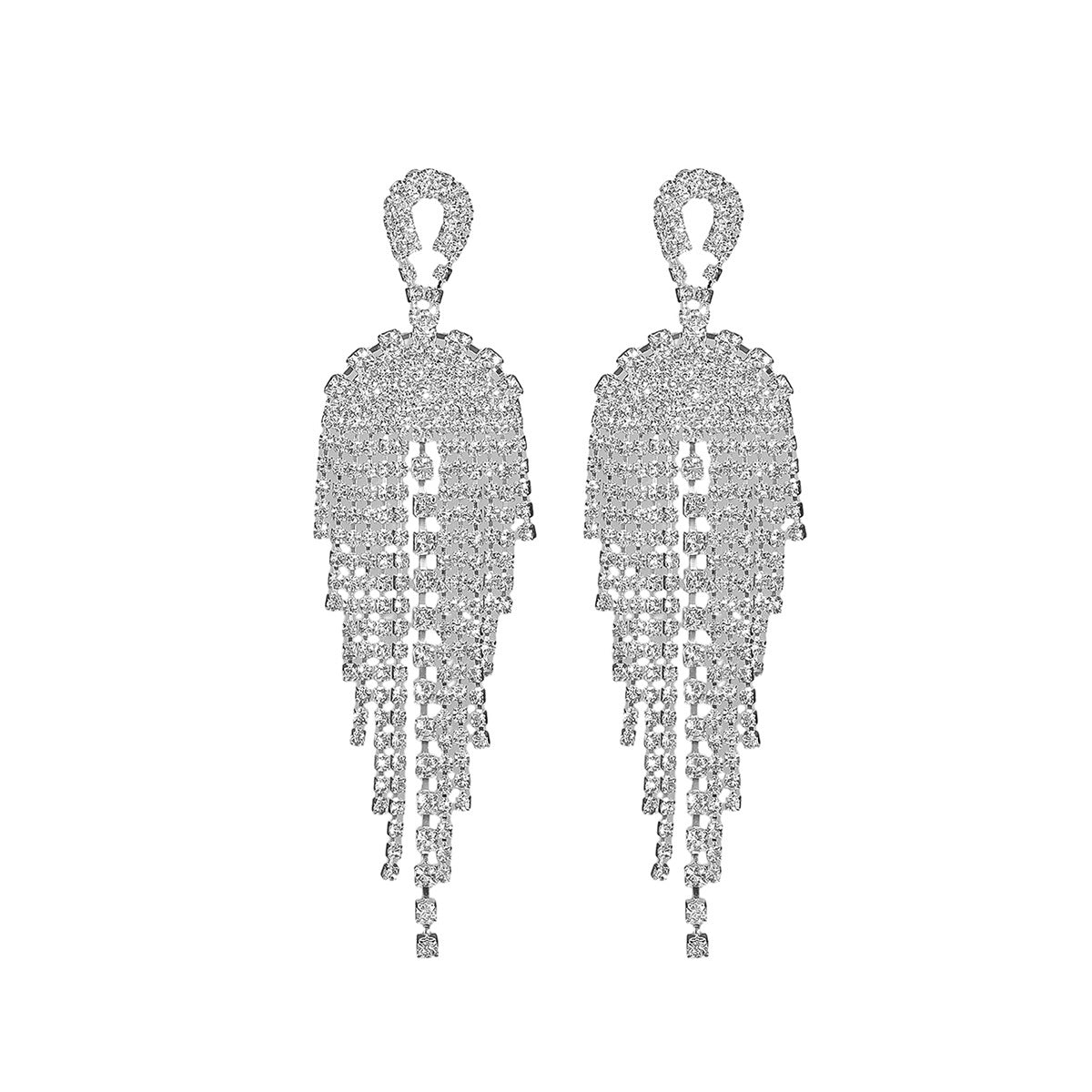 Cross-border European and American fashion full diamond super flash fringed earrings light luxury high sense explosion stud earrings temperament versatile earrings women