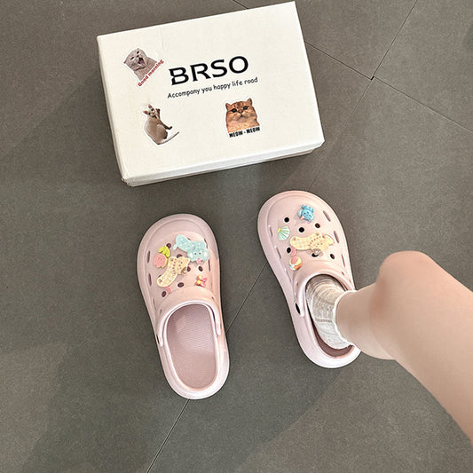 Fashion cute platform hole shoes women's spring and summer new versatile one-pedal slippers women's skirt tide
