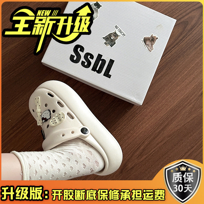 Hole shoes shoe flower cartoon DIY cute bow women KT cat shoes summer decorative accessories  head half slippers