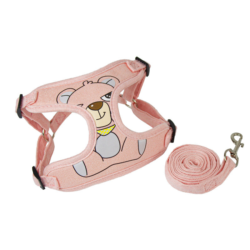 Cross-border hot-selling dog leash, harness type, small dog cartoon printed cat and dog universal rope, pet chest strap.  dog toy