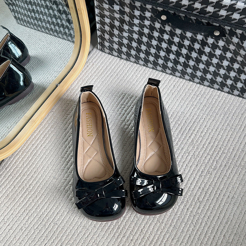 High fashion shallow mouth Mary Jane shoes women's spring and summer new niche round head with skirt bow flat shoes  beanie shoes