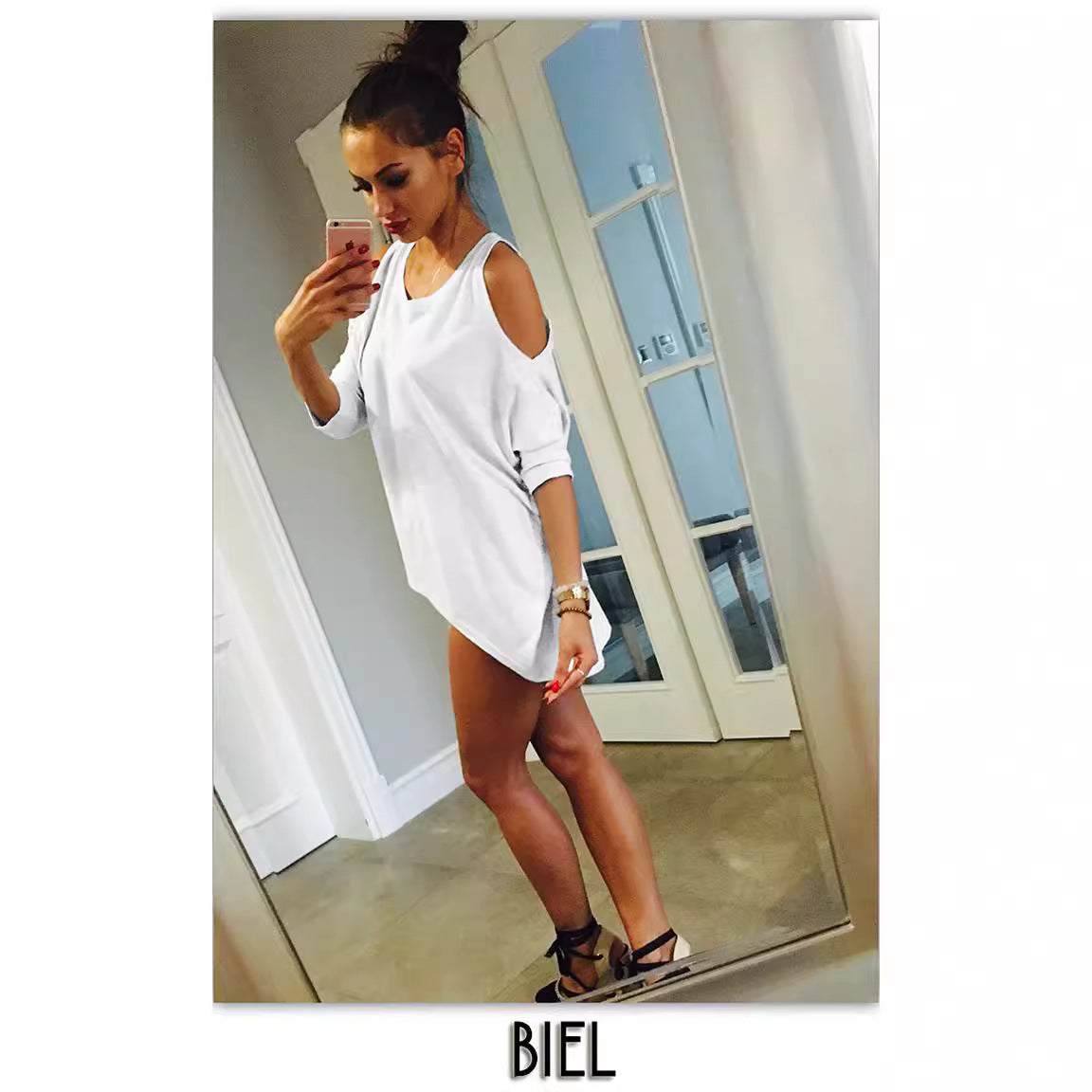Autumn hot sale AliExpress solid color multi-color fashion simple European and American off-the-shoulder women's top T-shirts