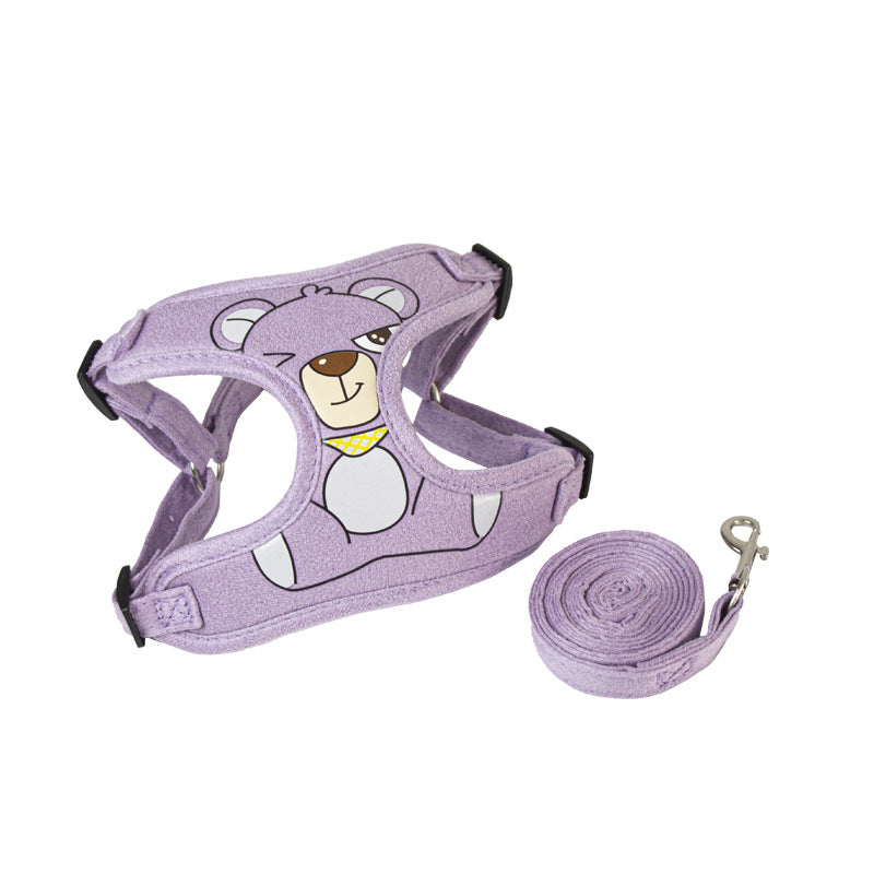 Cross-border hot-selling dog leash, harness type, small dog cartoon printed cat and dog universal rope, pet chest strap.  dog toy