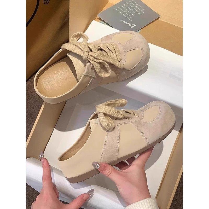 Birkenstock bag head half slippers women's spring wear a pair of cool slippers soft sole without heel lazy lace-up German training shoes
