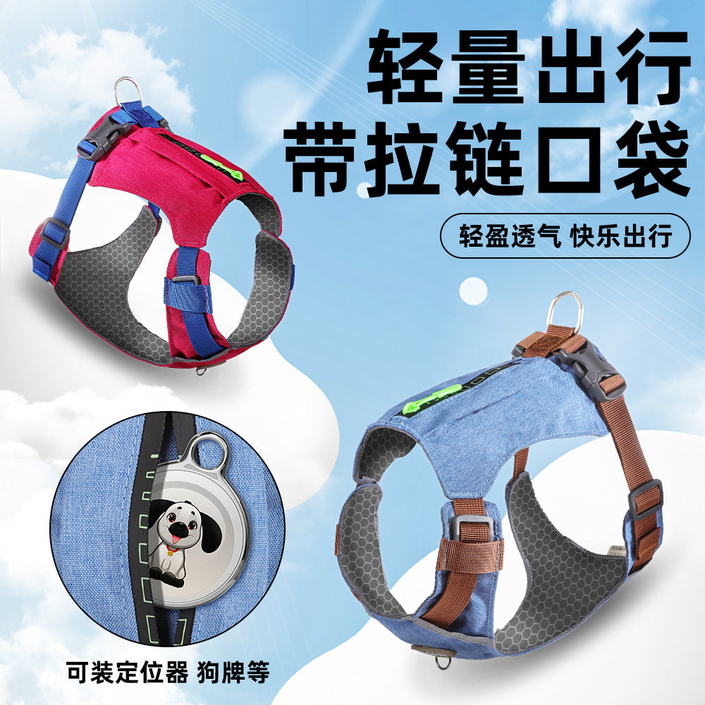 Upgrade lightweight dog chest back vest type durable dog chest back breathable convenient outdoor pet leash spot dog toy