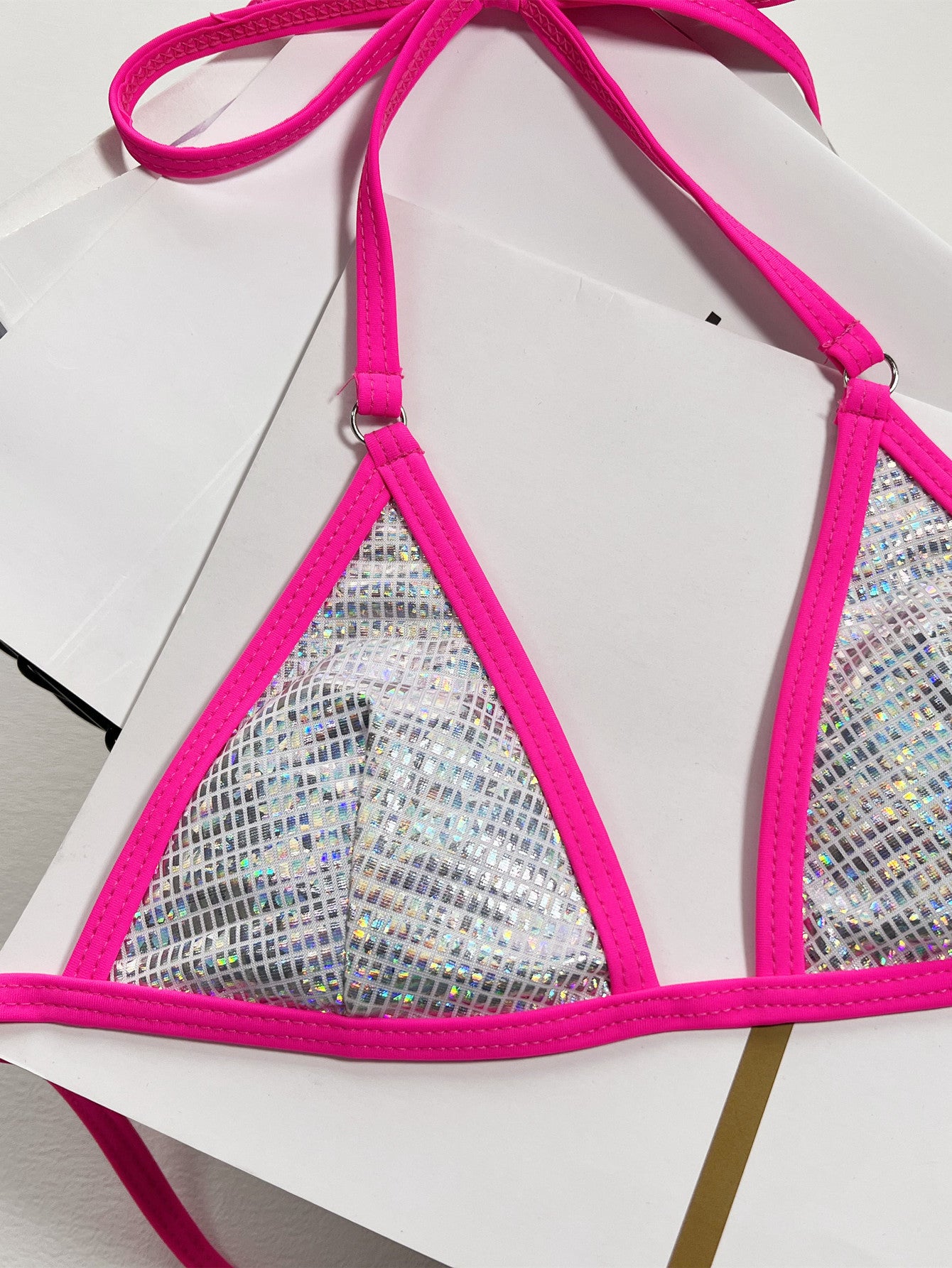 European and American foreign single bikini solid color sexy women's split swimsuit triangle bag swimsuit