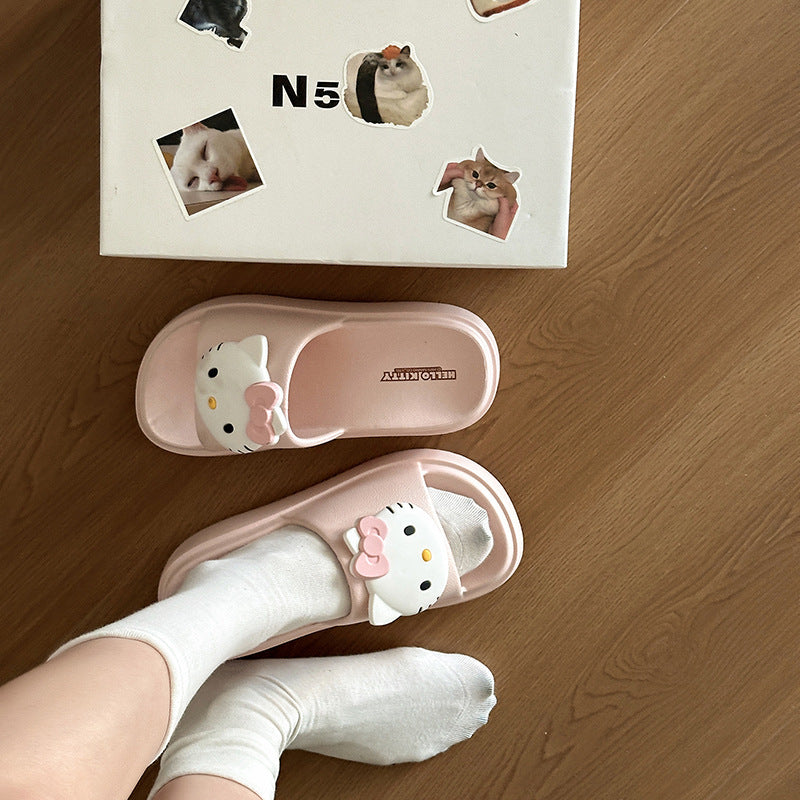 Sanrio cool slippers summer new wear heightened thick-soled non-smelly feet beach shoes indoor home non-slip slippers