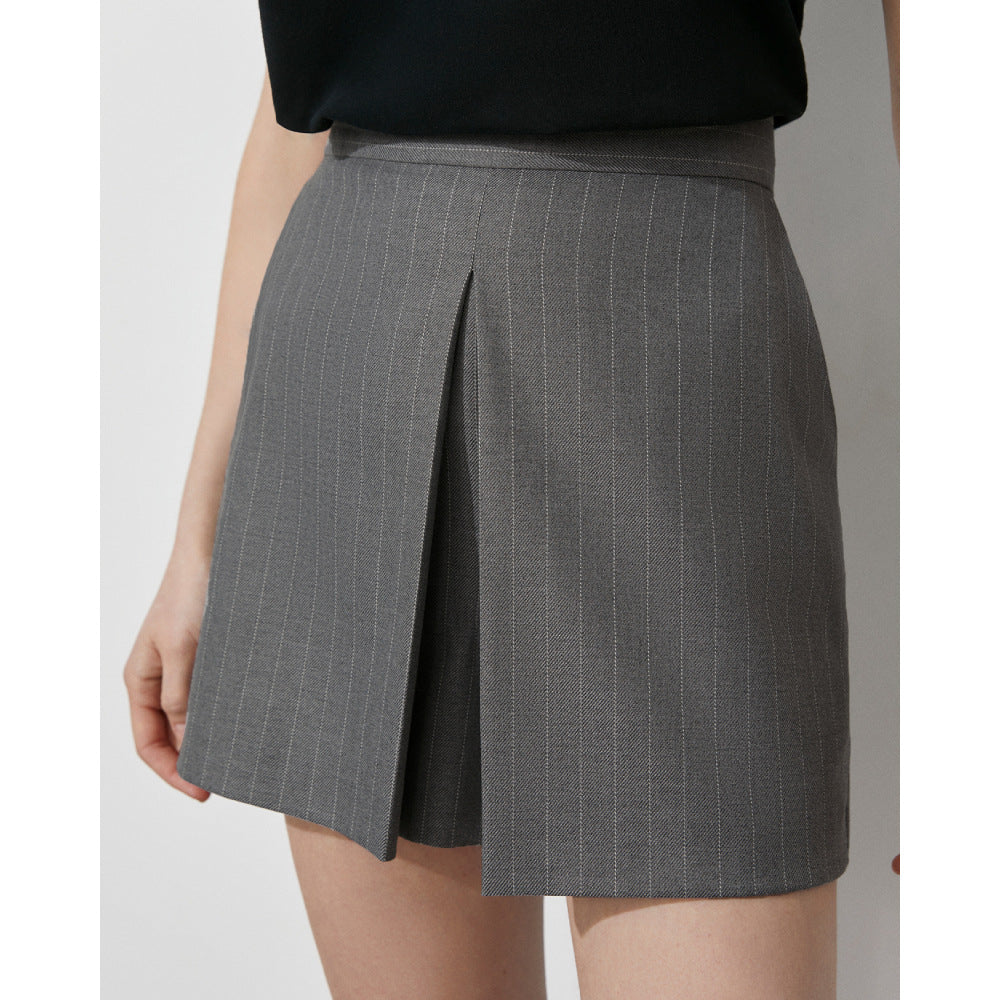 Striped suit shorts set European and American spring loose commuter suits + trouser skirt two-piece set