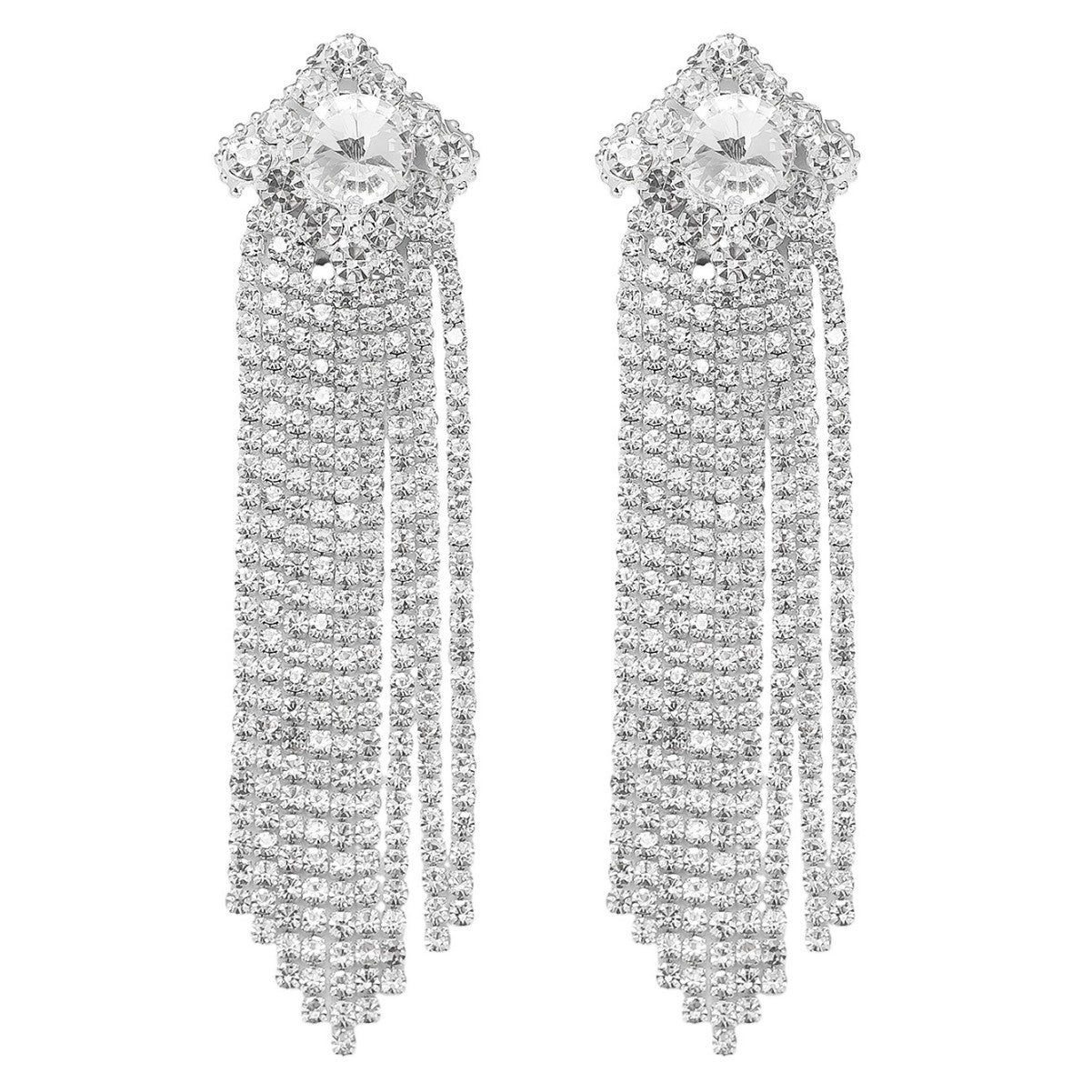 DINGKA high-end shiny long fringed earrings, micro-inlaid zircon earrings, copper earrings, TEMU Xiyin Source