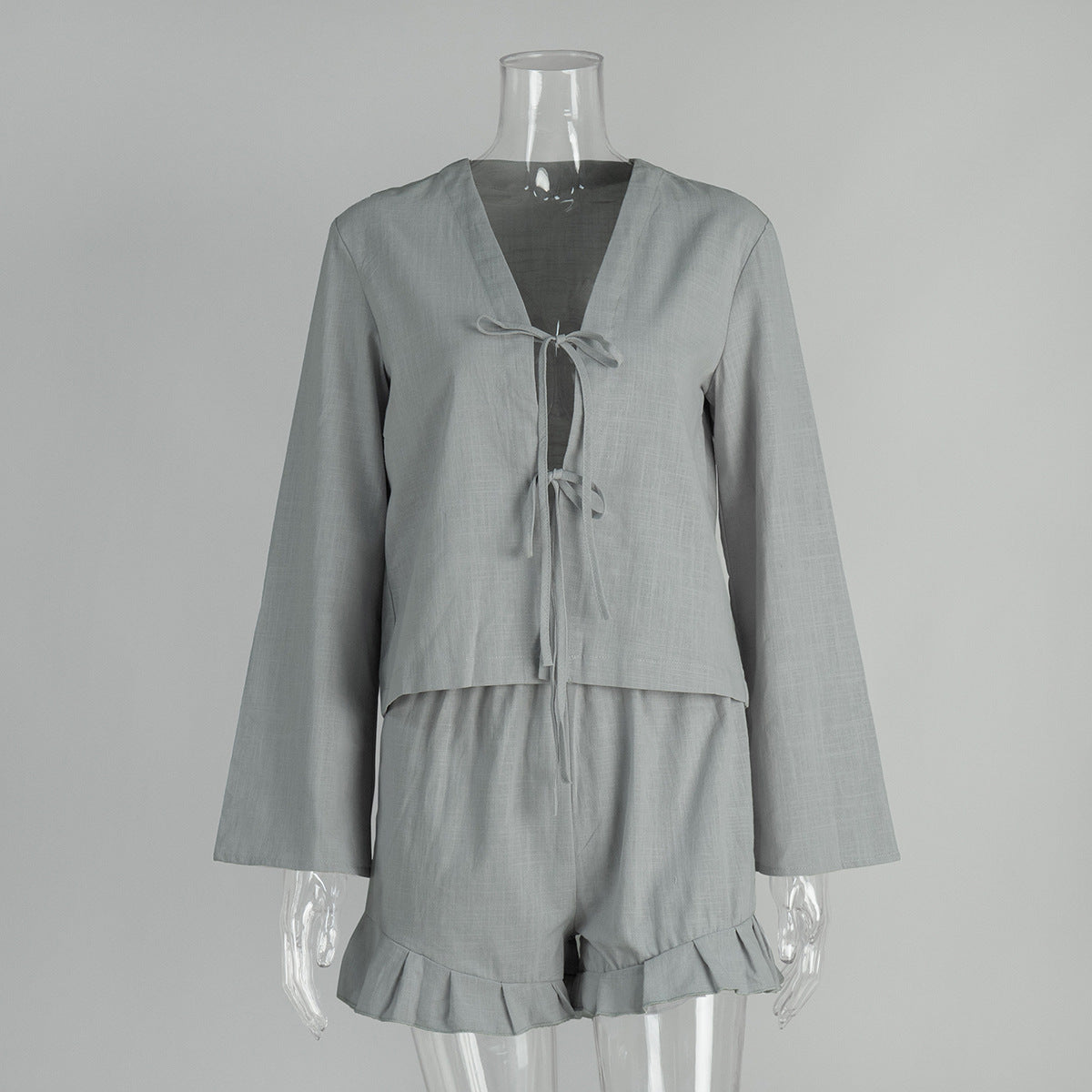 Cross-border pure cotton strap cardigan + shorts set European and American spring and summer new loose casual shorts set women  suits