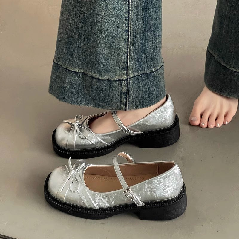 Fairy style French single beanie shoes retro bow Mary Jane shoes women's spring new small fragrant style gentle temperament high heels
