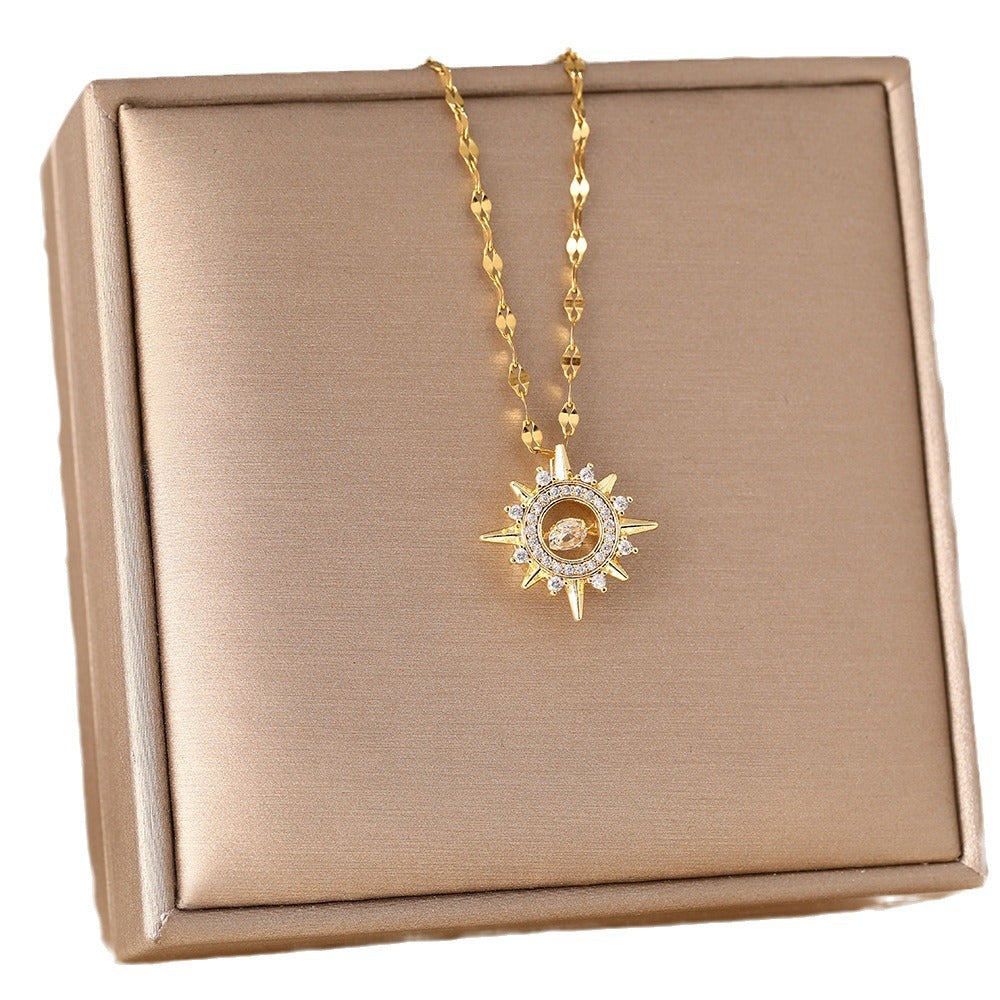 Cross-border hot sale Smart Sun God pendant Titanium steel necklace Women's versatile niche design ins style fashion jewelry