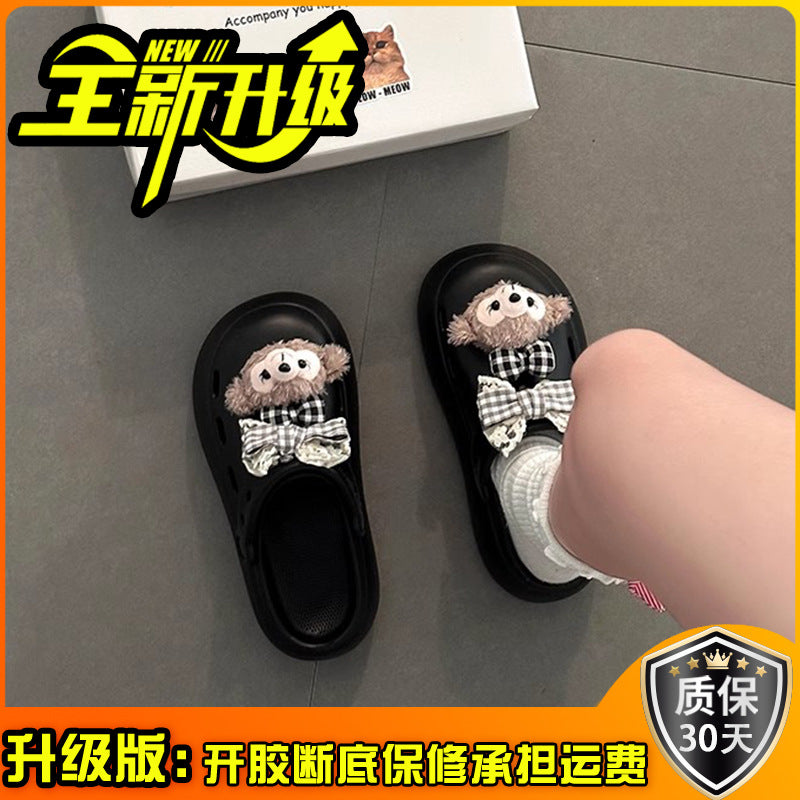 bow Sydney bag head half slippers women's outer wear  spring and summer new hole shoes two wear sandals