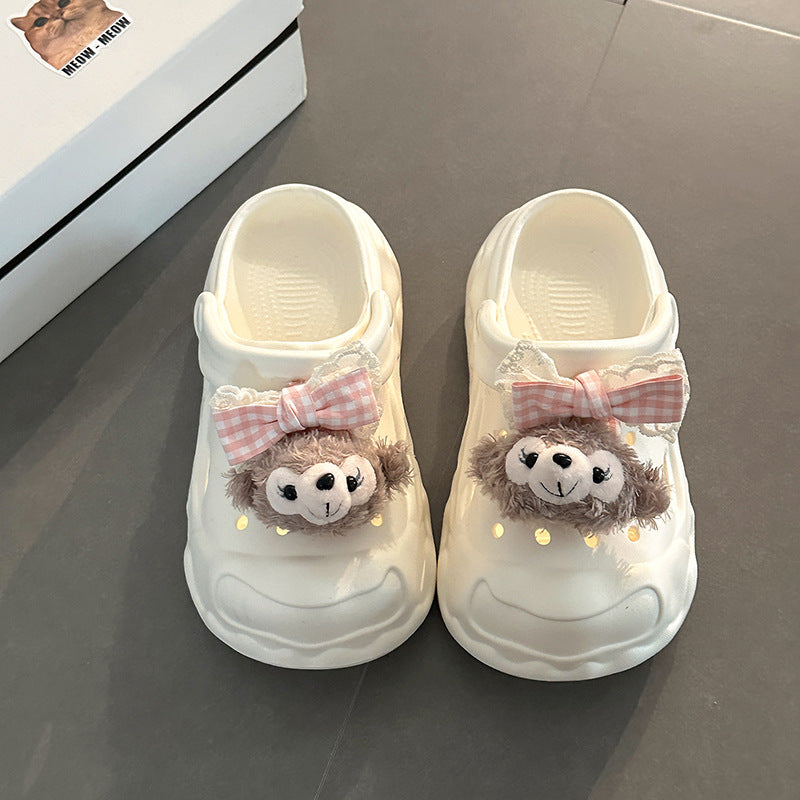 Cute casual platform slippers women's summer fashion outer wear heightening versatile sandals cartoon simple wear-resistant hole shoes