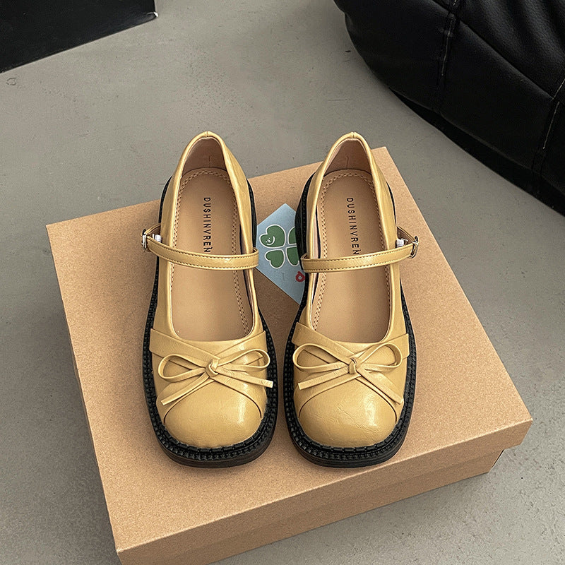 Fairy style French single beanie shoes retro bow Mary Jane shoes women's spring new small fragrant style gentle temperament high heels