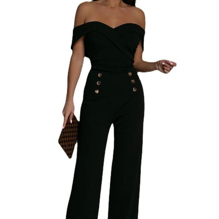 New European station women's pants solid color tube top slim jumpsuit cross-border supply suits