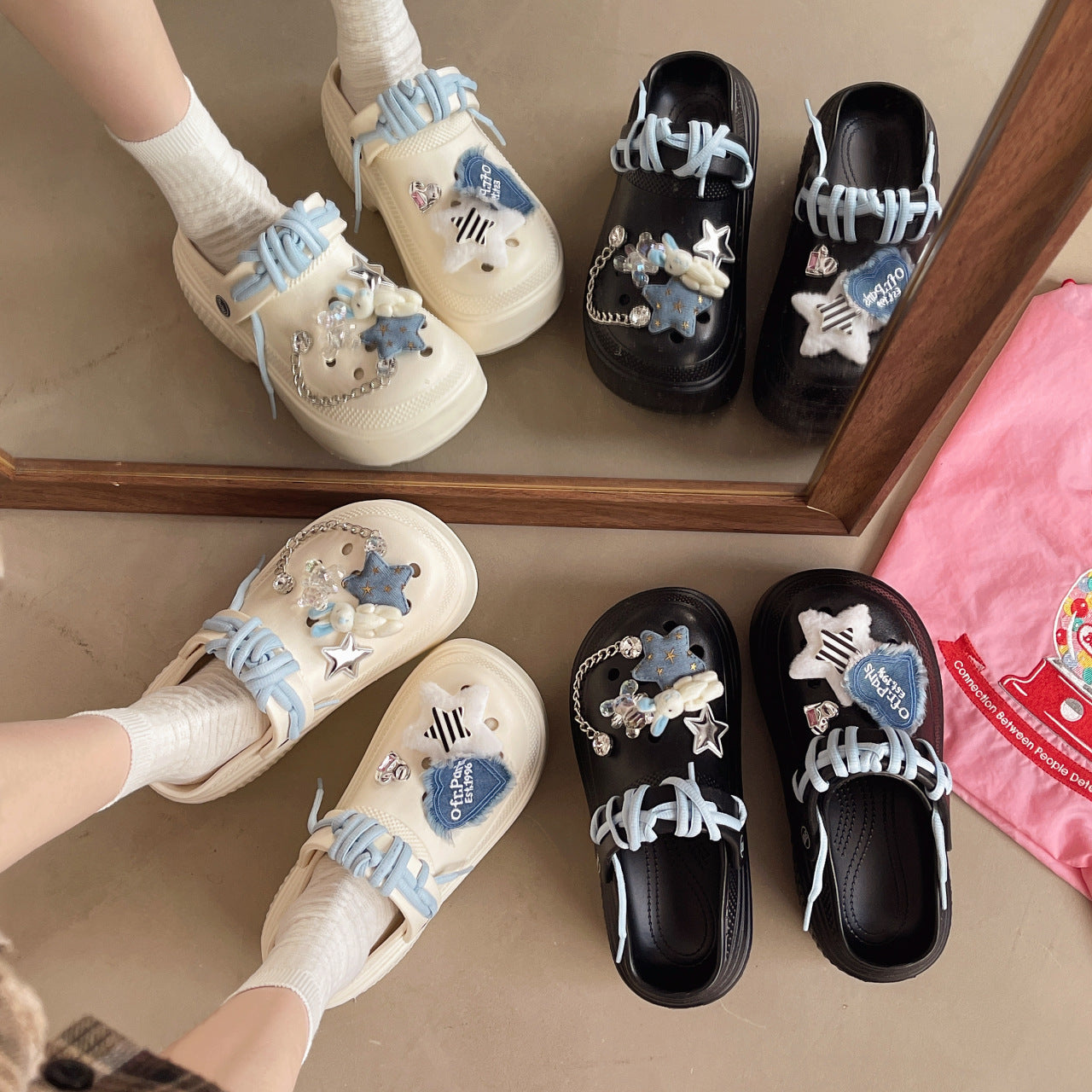 Thick-bottomed muffin hole hole women's summer wear  heightening new small non-slip bag head original DIY slippers
