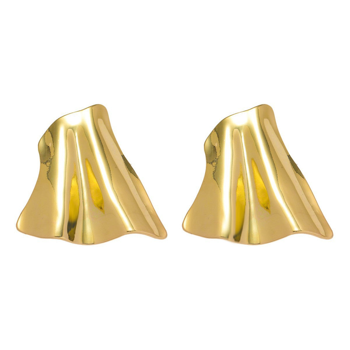 Design sense niche light luxury personality exaggerated concave-convex pleated earrings women, fashionable and exquisite OL simple versatile earrings