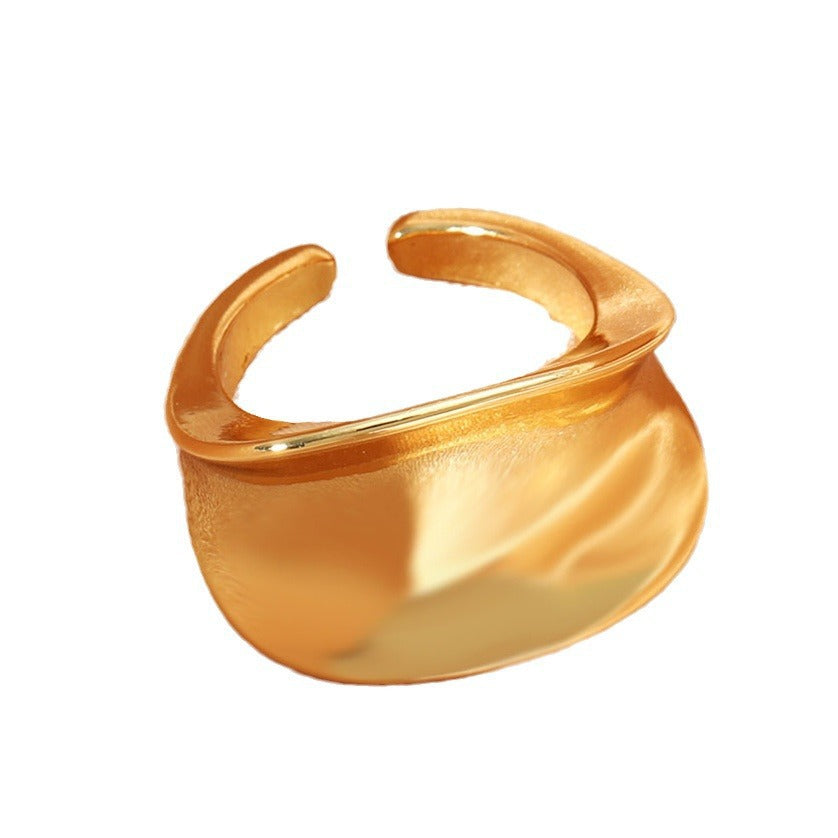 European and American exaggerated arc concave rings female high sense cold wind geometric U-shaped glossy ring open ring
