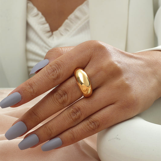 Korean version ins niche design simple geometric arc surface smooth surface texture open rings women's fashion ring wholesale