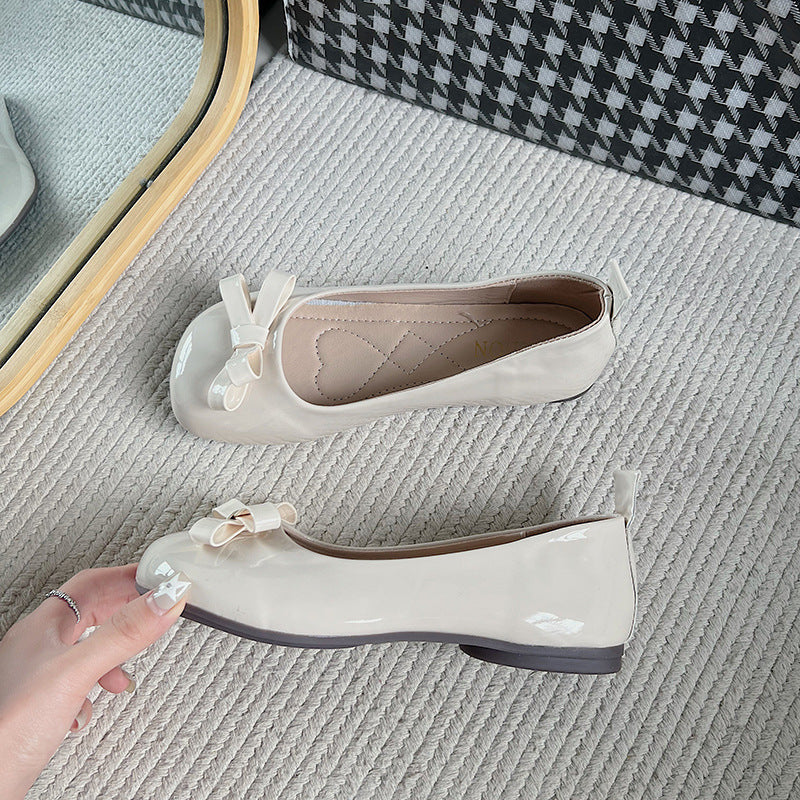 High fashion shallow mouth Mary Jane shoes women's spring and summer new niche round head with skirt bow flat shoes  beanie shoes