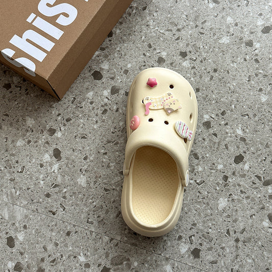 Cute cartoon hole shoes women's  summer new stepping on shit soft-soled sandals women's slippers summer wear beach shoes