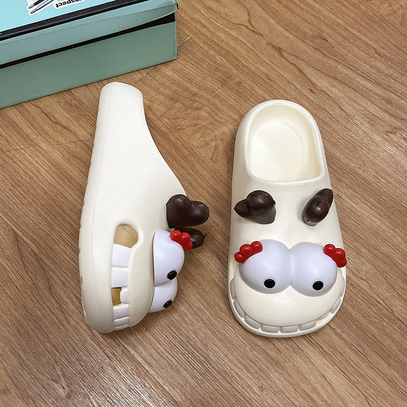Funny personality hole shoes women's outer wear cartoon cute student indoor non-slip home bag head cool slippers summer