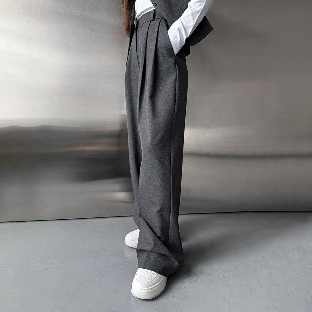 drape wide-leg trousers European and American spring and summer new versatile loose suit pants straight suit trousers women pant