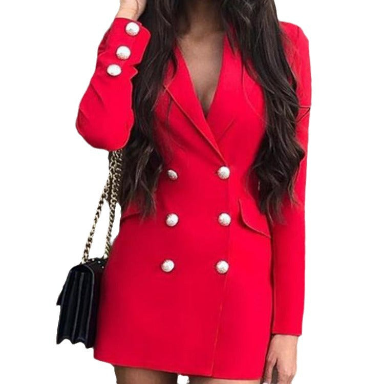 Cross-border European and American foreign trade new long-sleeved slim-fit hip-wrapped dress  jackets