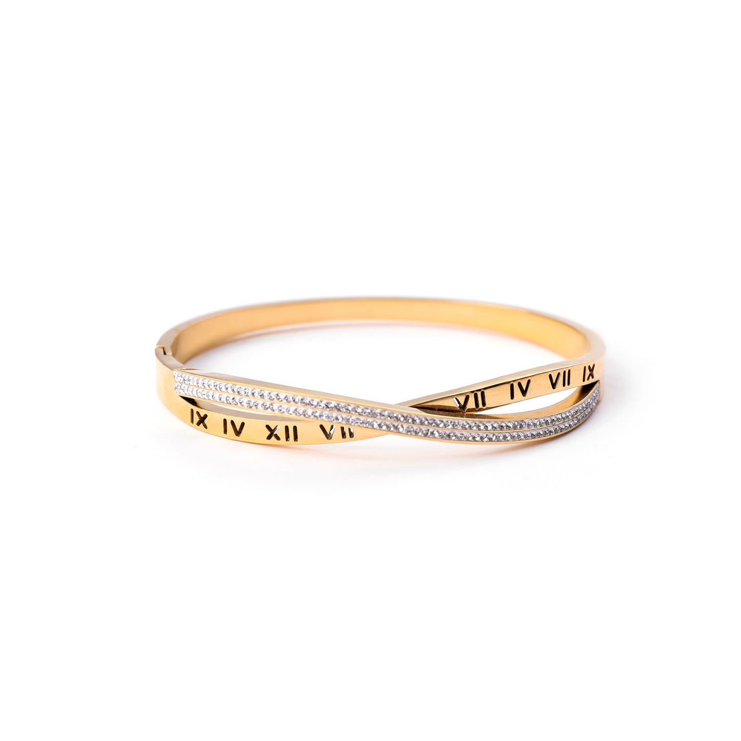 Europe and the United States cross-border e-commerce explosion Roman digital diamond-encrusted titanium steel bracelet women's high-end sense of non-fading hand jewelry wholesale