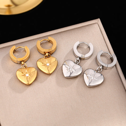 Cross-border hot-selling love diamond-set earrings, simple and cold wind octagram earrings, temperament, advanced earrings, ear jewelry