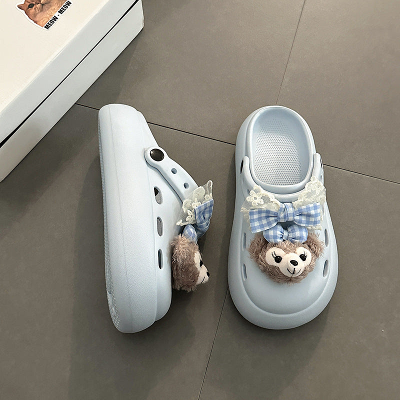bow Sydney bag head half slippers women's outer wear  spring and summer new hole shoes two wear sandals