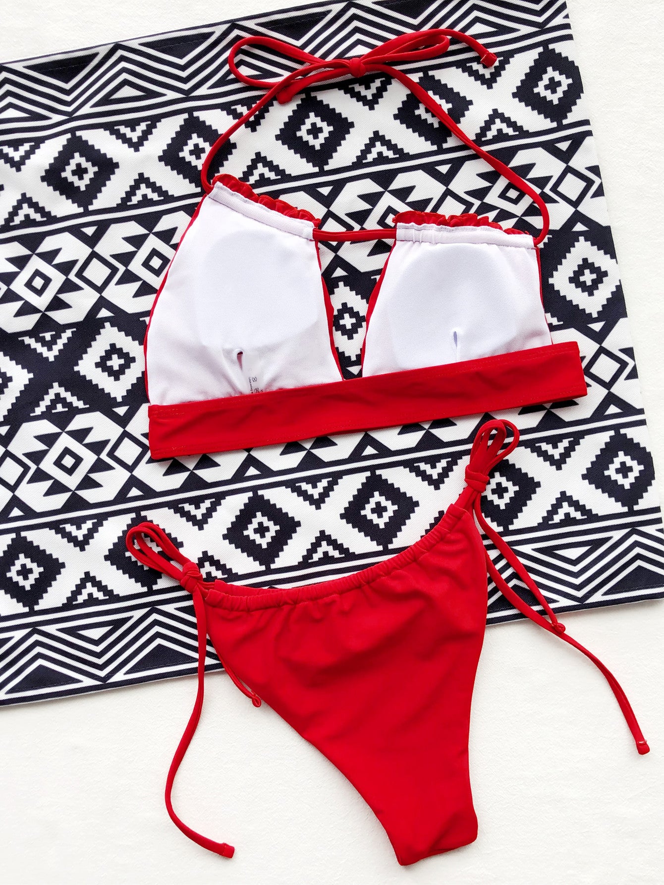 European and American foreign order bikini solid color sexy women's split swimsuit strap swimsuits