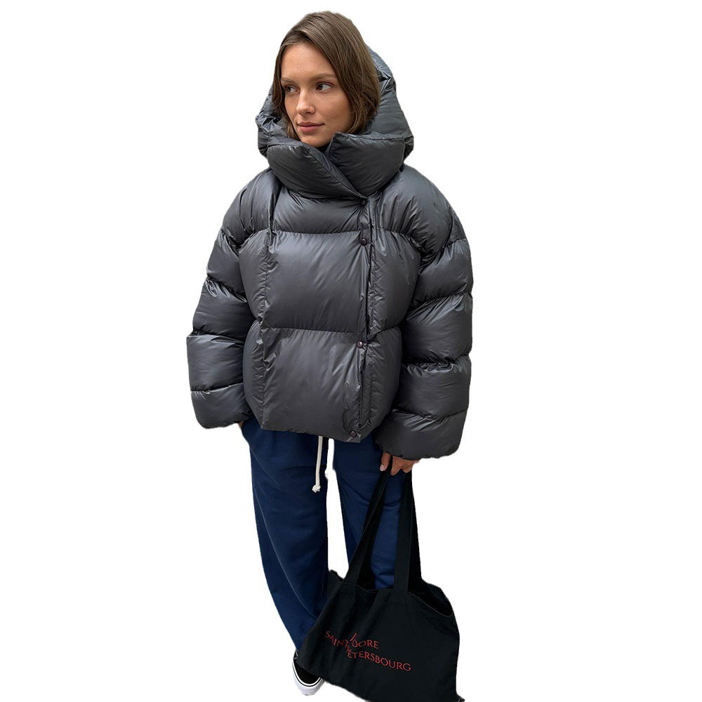 European and American cotton-padded clothes, winter women's bread clothes, cotton-padded jackets, trendy models, personalized street short hooded cotton-padded jackets.