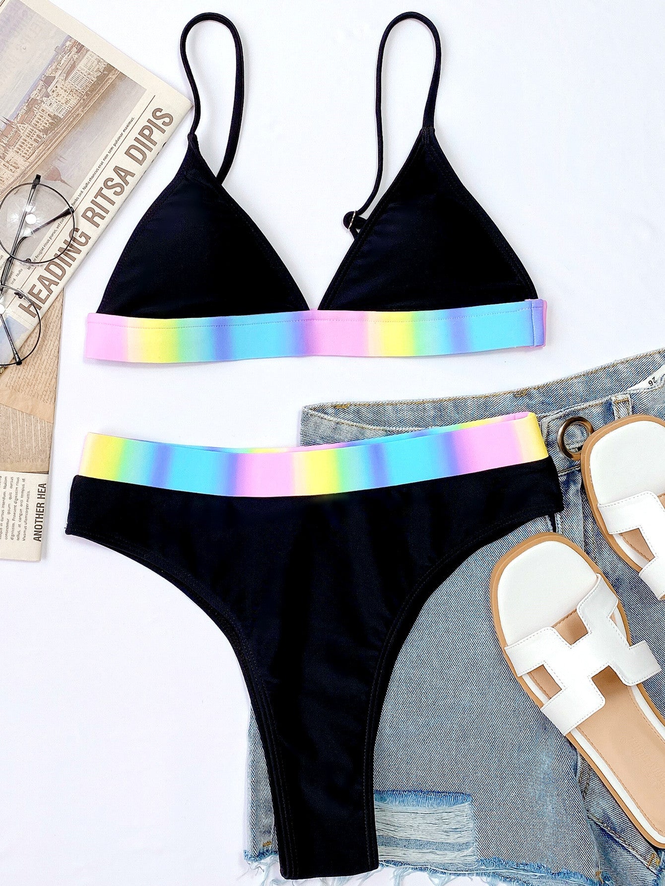 new bikini outer single split swimsuits European and American new women's swimsuit bikini