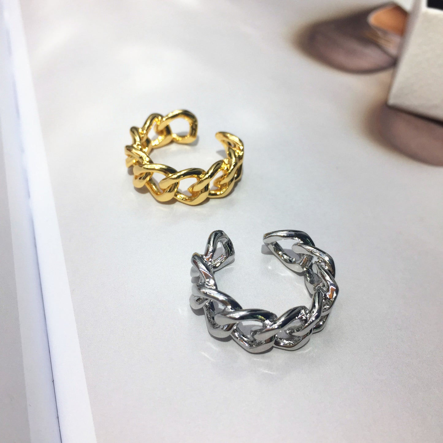Light luxury exaggerated braided chain opening ring European and American niche design adjustable rings