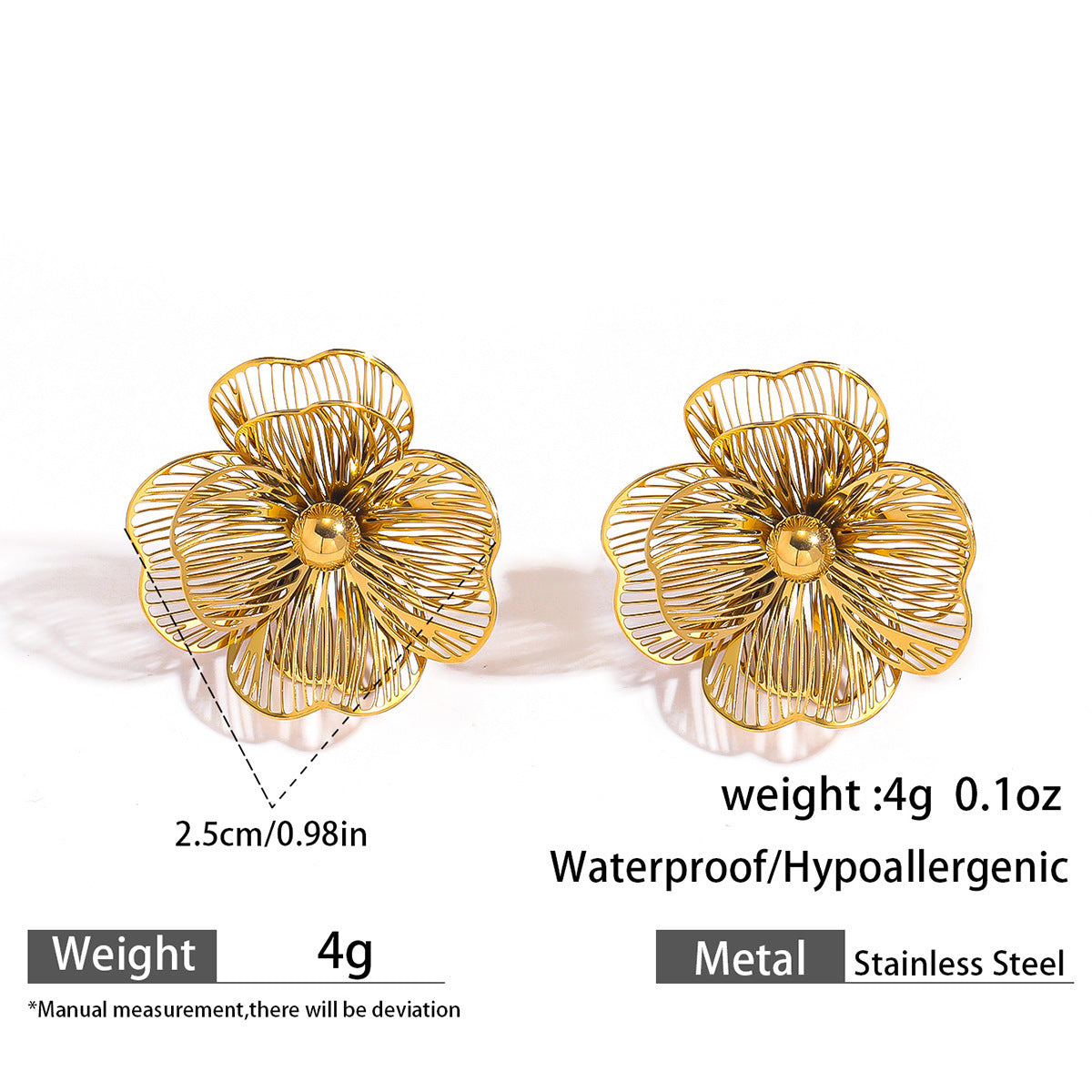 Malt stainless steel non-fading flower rings female three-dimensional opening design ring exaggerated European and American jewelry