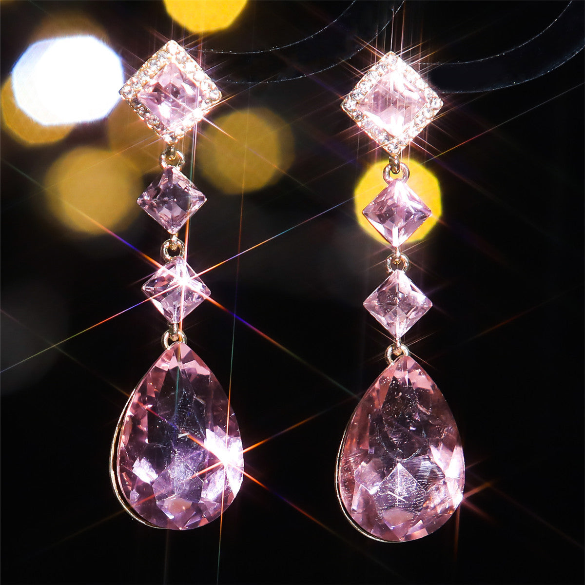 European and American jewelry, colored glass rhinestone earrings for women, exaggerated personality and shiny earrings earri.