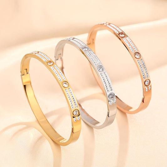Kajia Gypsy two-row diamond bracelet, popular big names in men, women and Europe, new bracelet titanium steel rose gold