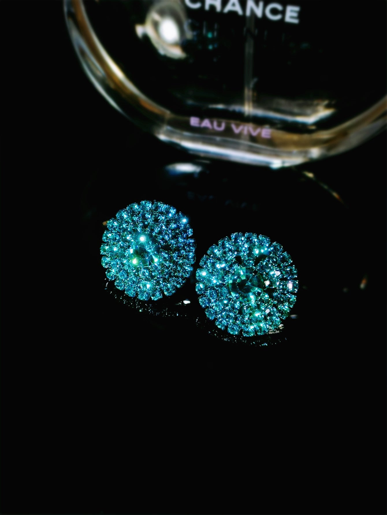 DINGKA explosive rhinestone geometric round women's earrings, a pair of versatile exquisite circles