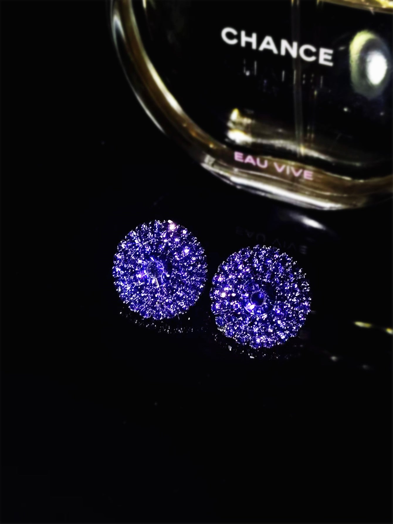 DINGKA explosive rhinestone geometric round women's earrings, a pair of versatile exquisite circles