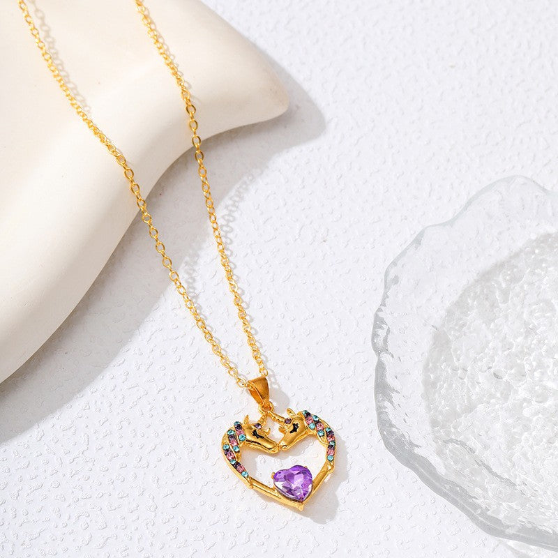 New Endless Love Mother and Daughter Necklace Women's Elegant Diamond-set Design Pendant Personalized Versatile Chain Jewelry